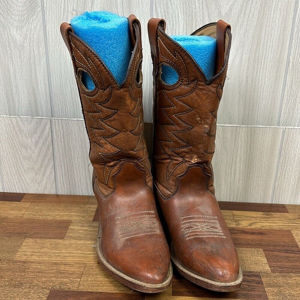 Ramrods Mens Cowboy Boots 7.5 Brown Leather Mid Calf Western Work Wear Embroider - Picture 7 of 16